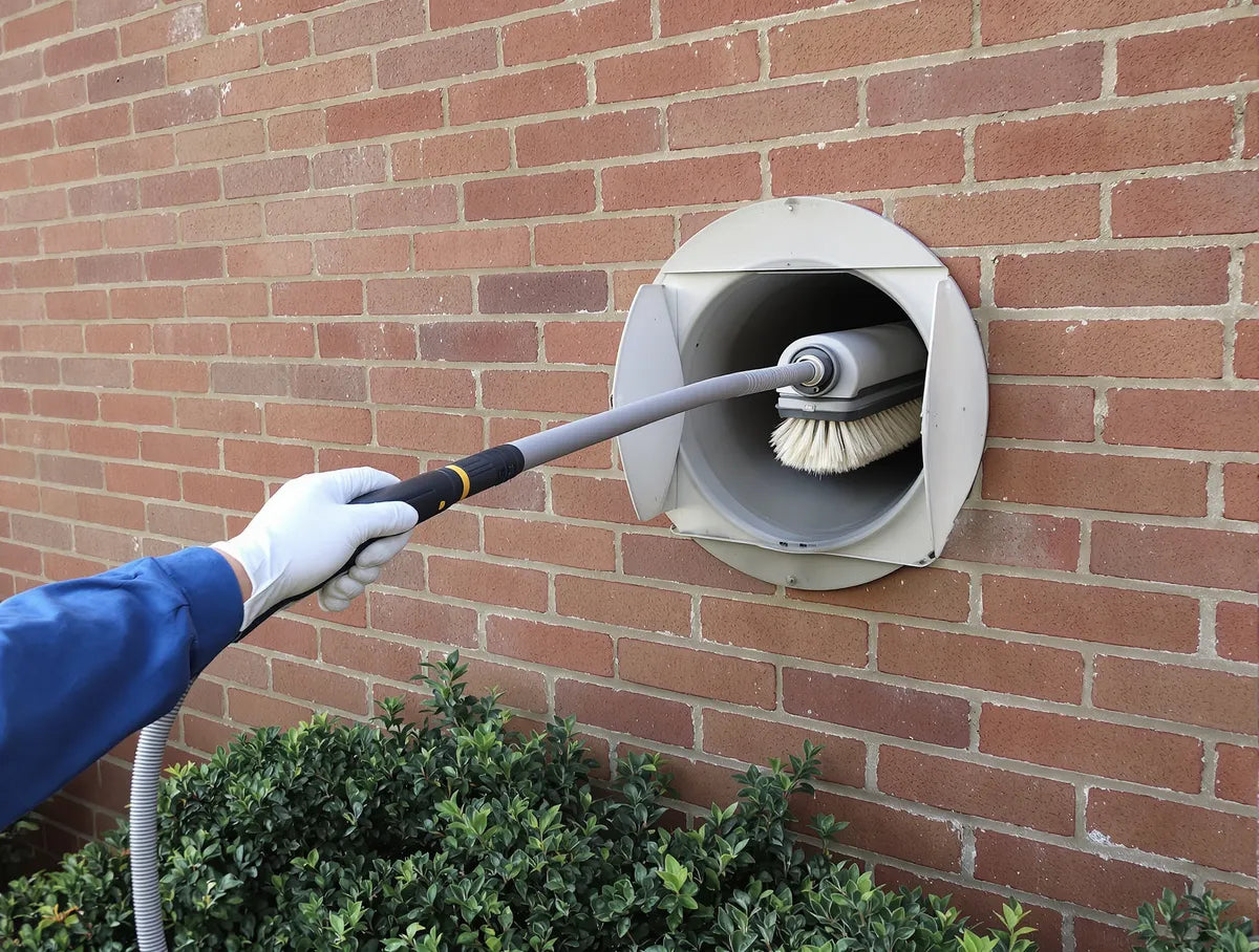 Cleaning an exterior dryer vent with a rotary brush